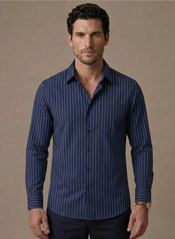 Herre Cotton Stribet Skjorte – Klassisk Button-Up | Areleon