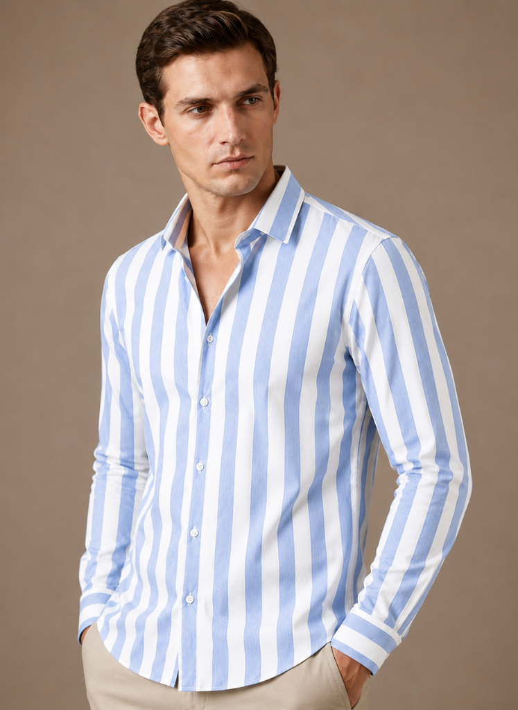 Herre Stribet Button-Down Skjorte – Sommer Smart Casual | Areleon