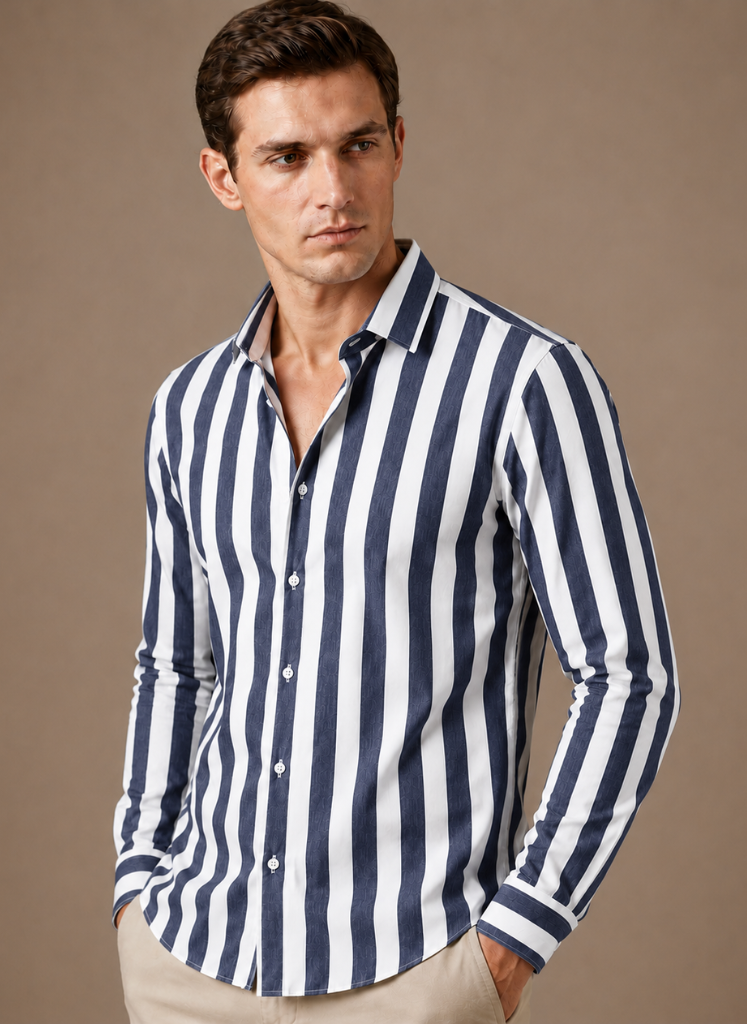 Herre Stribet Button-Down Skjorte – Sommer Smart Casual | Areleon