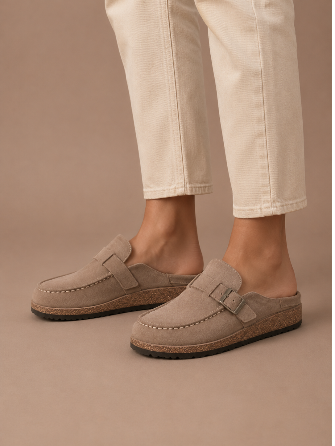 Kvindernes Suede Mule Clogs – Spænde Detalje Slip-On | Areleon