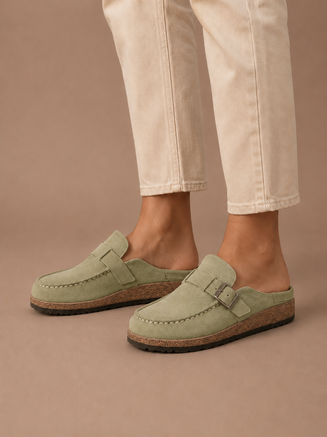Kvindernes Suede Mule Clogs – Spænde Detalje Slip-On | Areleon
