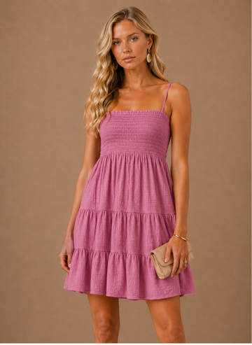 Kvindernes Smocked Mini Kjole – Lagdelt Sommer Casual | Areleon