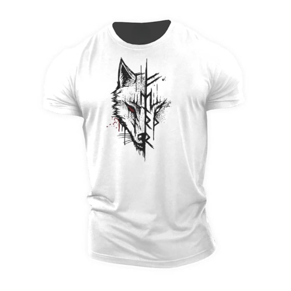 Mandens grafiske tryk bomulds T-shirt med kort ærme