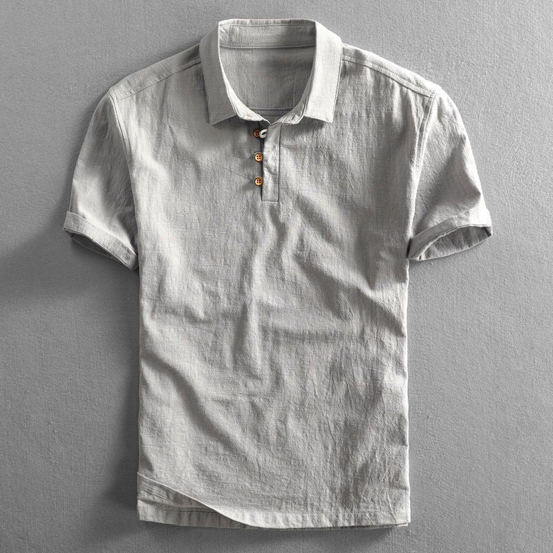 Herre Kortærmet Linlook Polo Shirt med Knapliste