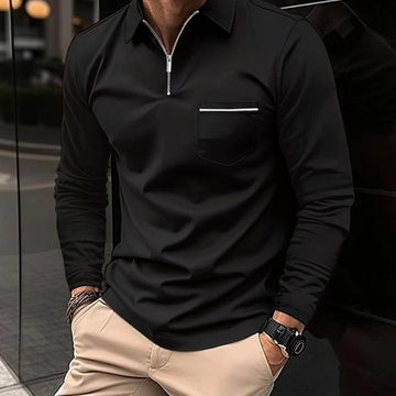 Herre Langærmet Polo T-shirt – Varm, Komfortabel, Åndbar, Stilfuld, Smart Casual, Hverdags Fit