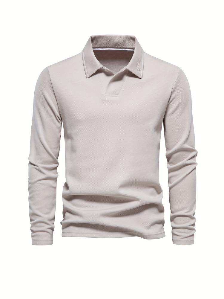 Mænds Langærmet Polo T-shirt Blød Komfortabel Moderne Pasform Casual Smart Hverdagsbrug Top