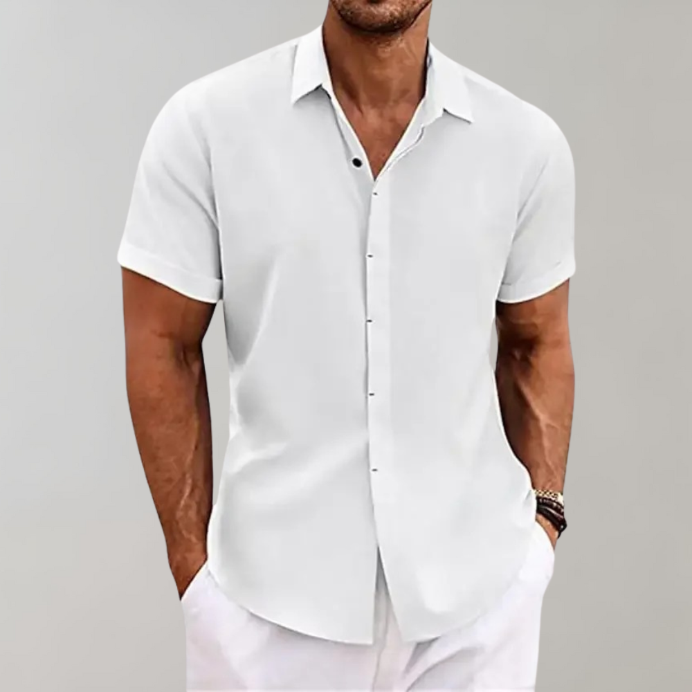 Herre Textured Relaxed Fit Korte Ærmer Knappet Skjorte