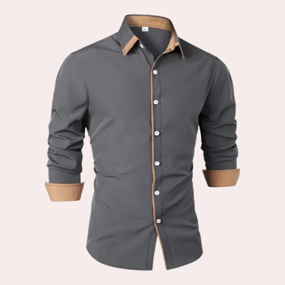 Herreslim fit skjorte med kontrastdetaljer - Smart casual top