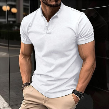 Herre Polo Shirt Slim Fit Knap Hals Skræddersyet Casual Top