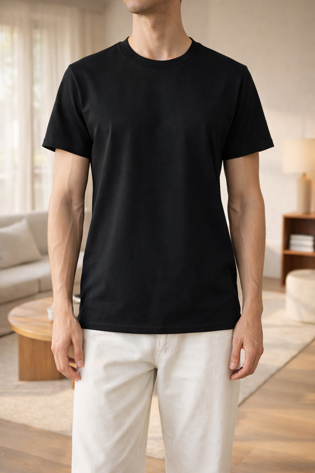 Herre Cotton Crew Neck T-Shirt Kort Ærme Hverdags Essential