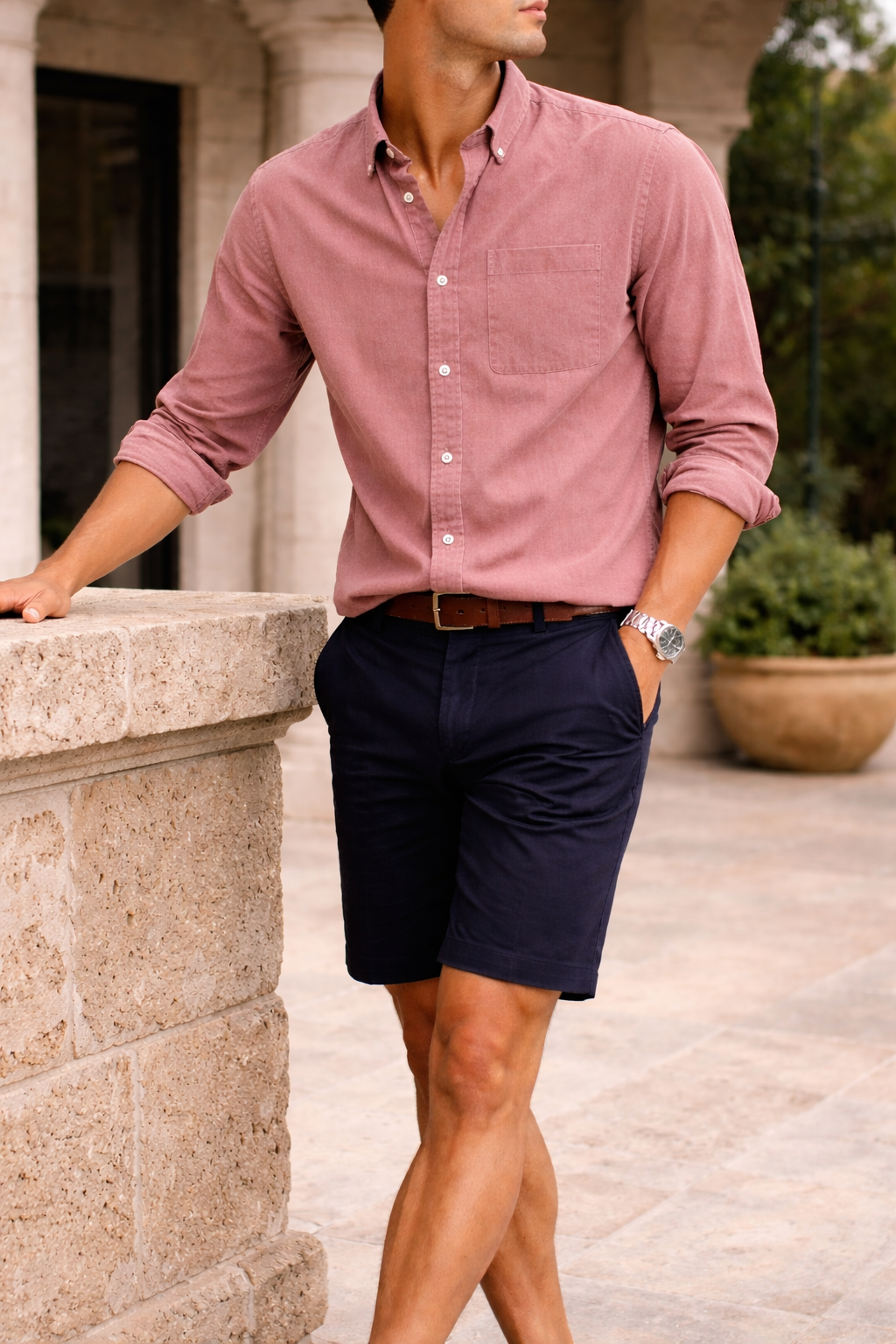 Herre Cotton Button Down Skjorte Hverdag Smart Casual