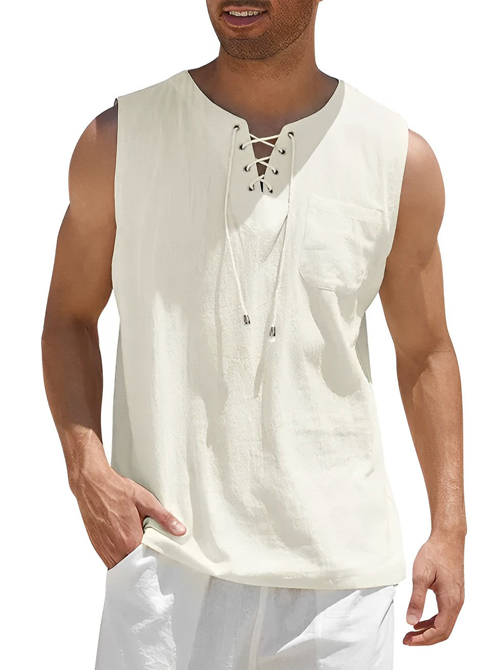 Herre Sommer Tanktop Letvægts Åndbar Løs Pasform Uden Ærmer Casual Top