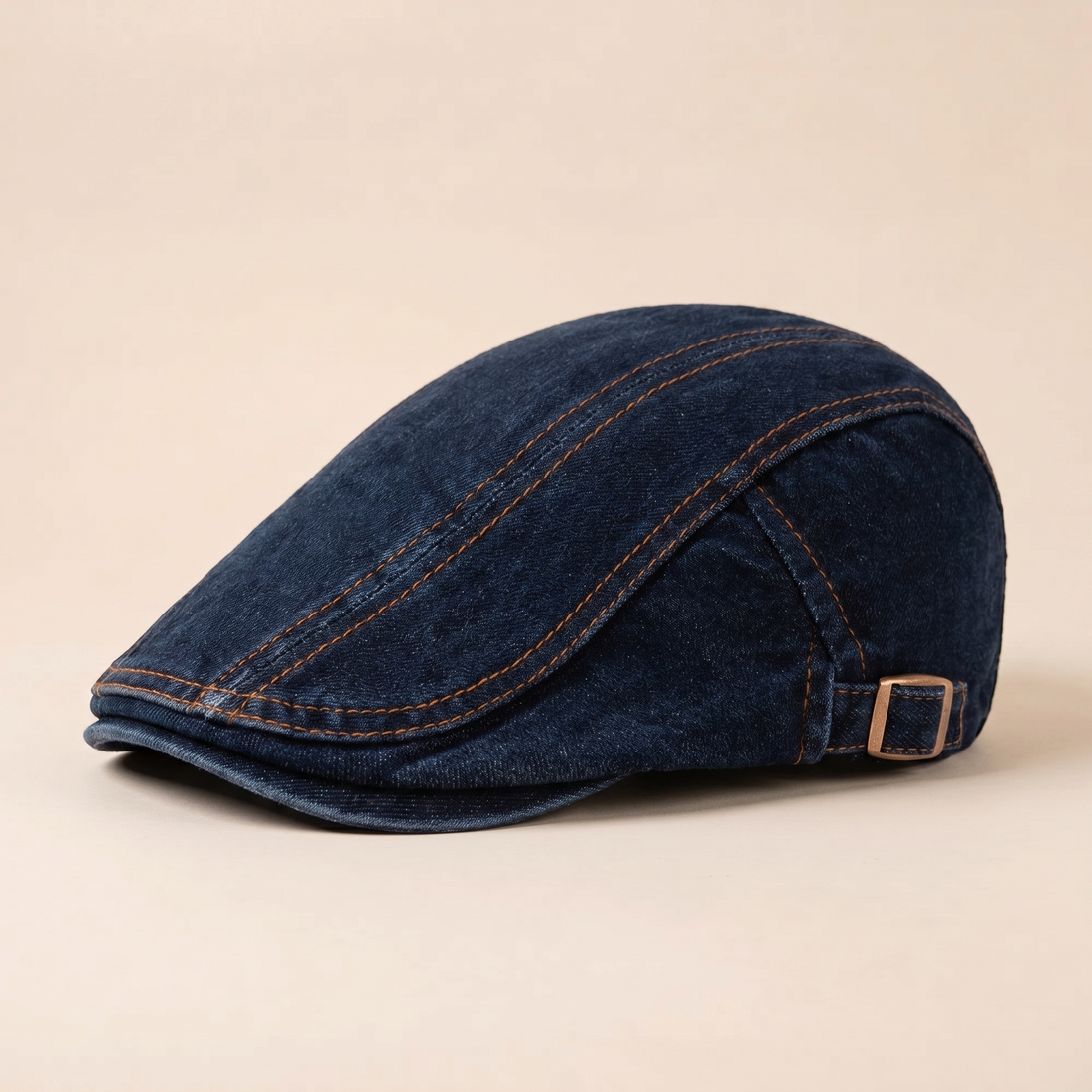 Denim-Schiebermütze mit Kontrastnaht