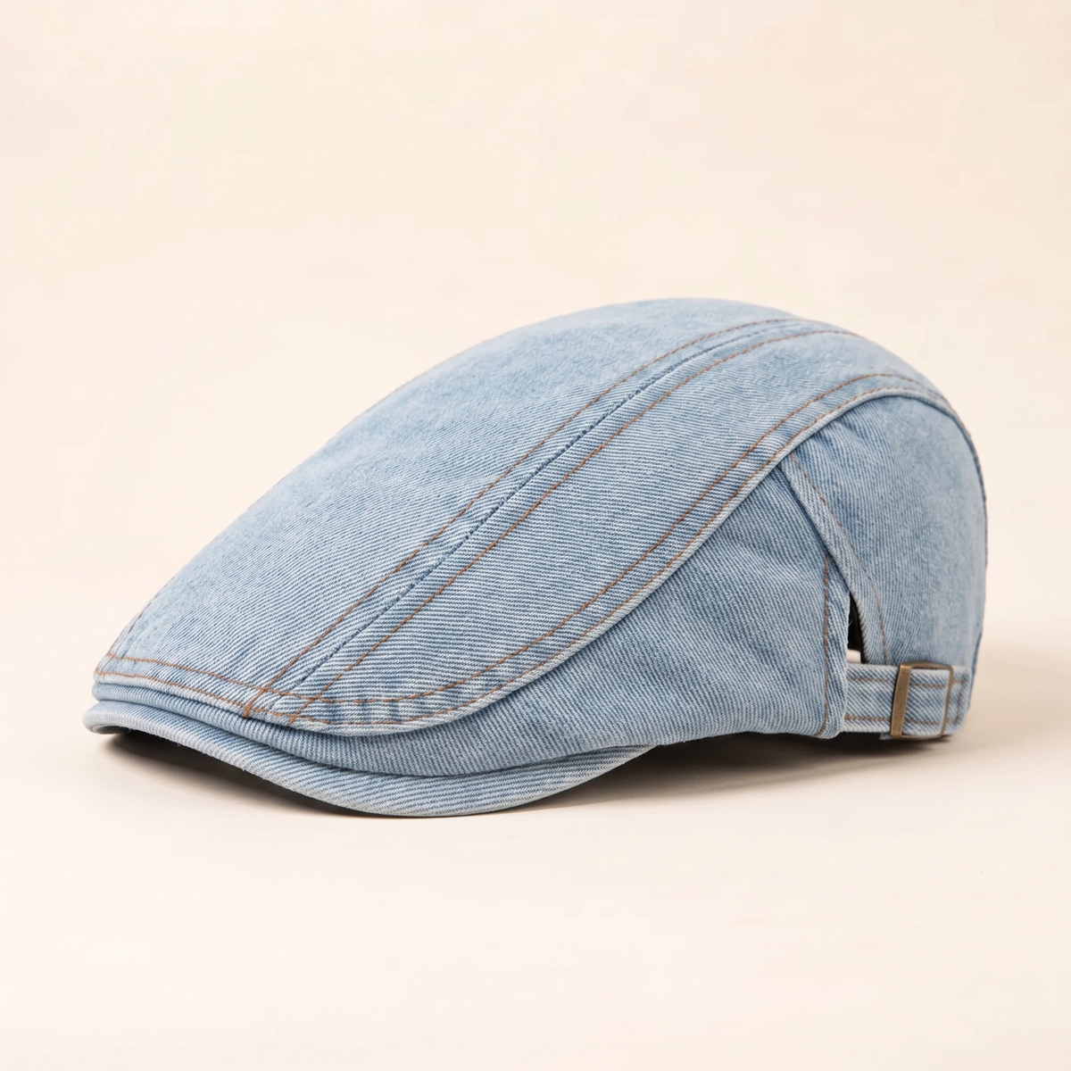 Denim-Schiebermütze mit Kontrastnaht