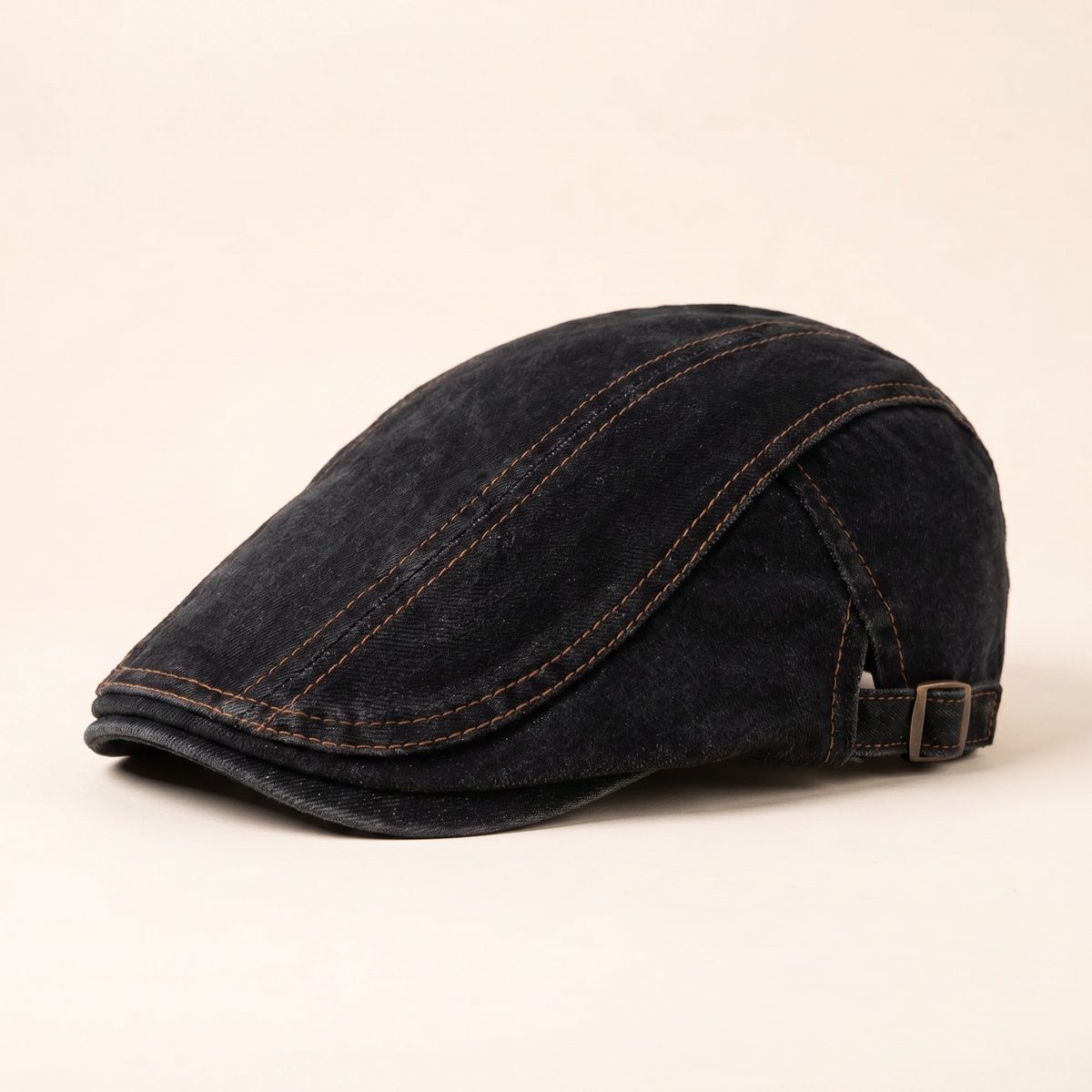 Denim-Schiebermütze mit Kontrastnaht