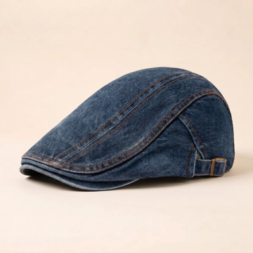 Denim-Schiebermütze mit Kontrastnaht