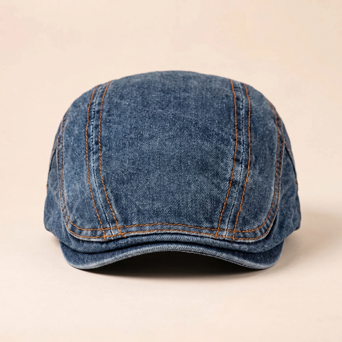 Denim-Schiebermütze mit Kontrastnaht