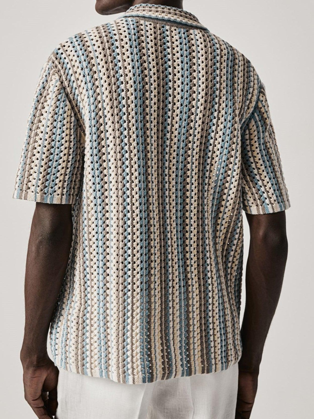 Herre Textured Strikket Stribet Polo Afslappet Sommer Skjorte