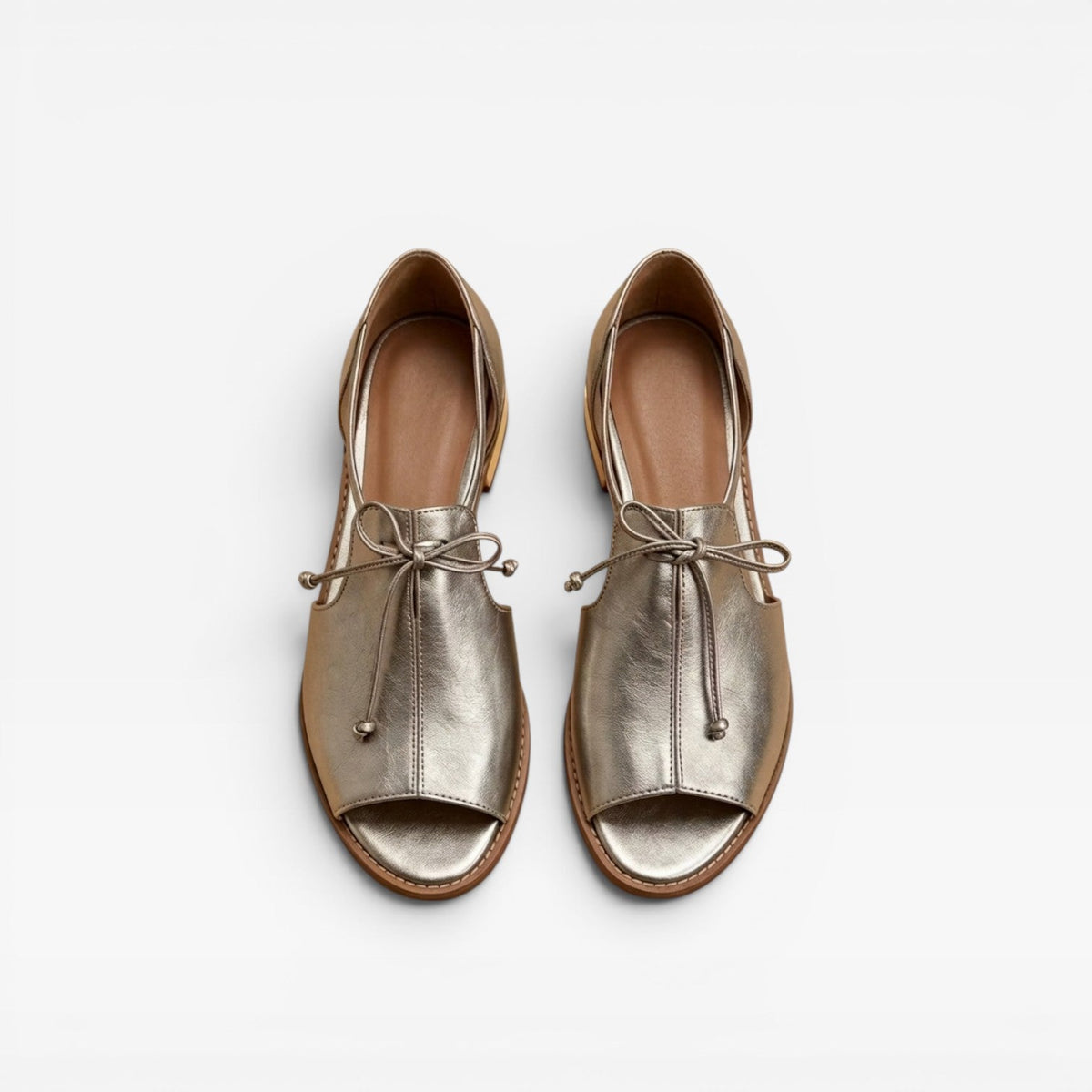 Kvindernes Læder Peep Toe Sandaler – Polstret Komfort Ankelbånd Flats