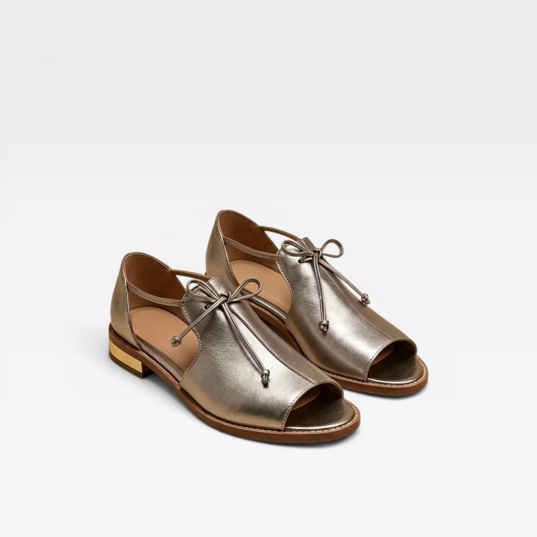 Kvindernes Læder Peep Toe Sandaler – Polstret Komfort Ankelbånd Flats