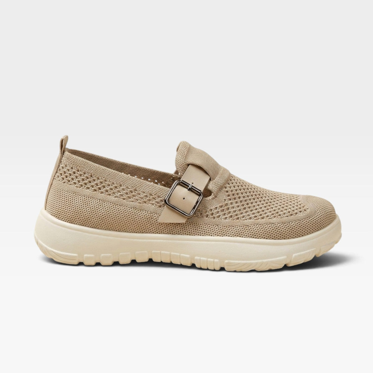 Kvindernes Strikkede Slip-On Sko – Polstrede Komfort Sneakers med Spænde