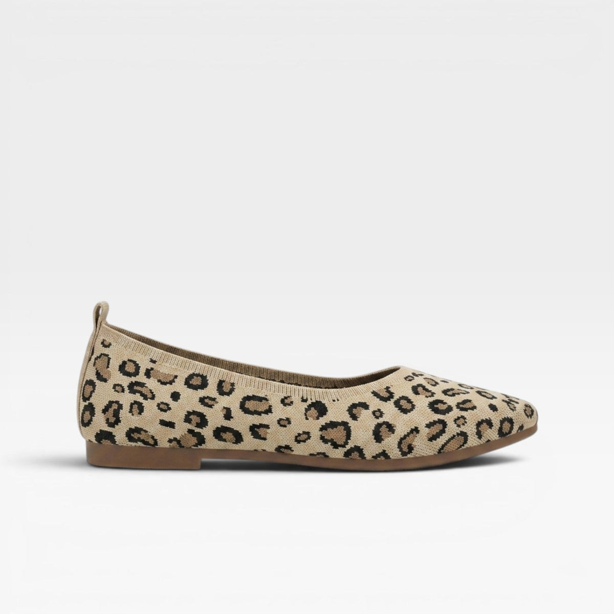Kvindernes Leopard Print Strikket Ballet Flats – Spidse Tå Slip On Komfort Sko