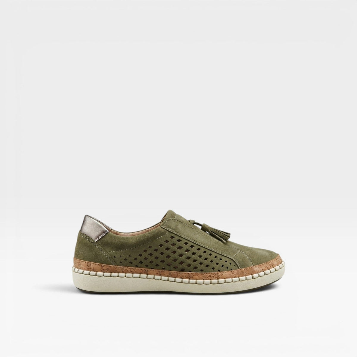 Kvinders Suede Slip On Trænere – Perforeret Frynse Behagelige Hverdags Sneakers