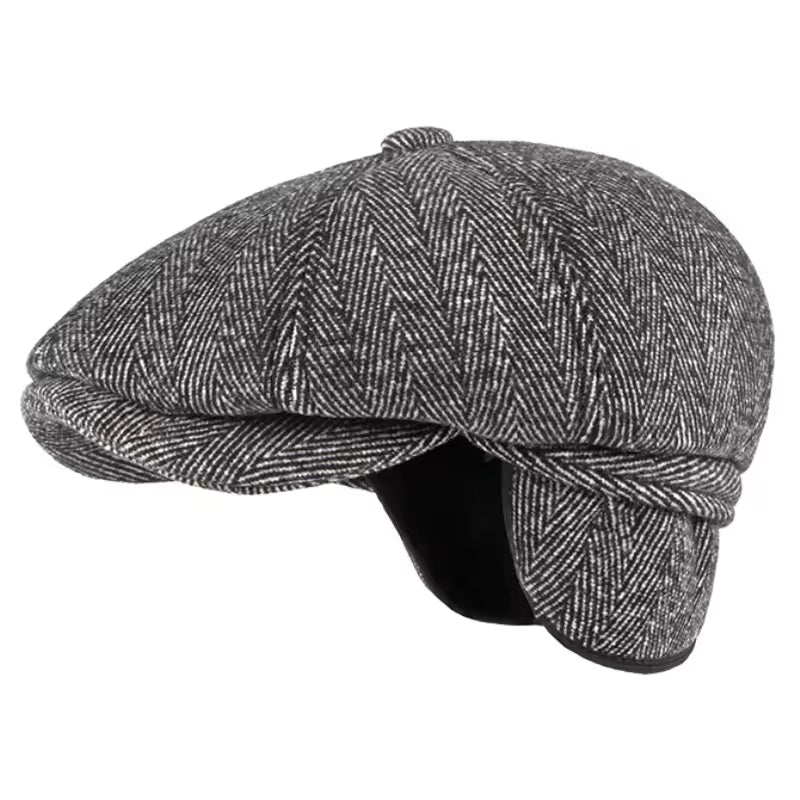 Fischgrat-Mütze mit Ohrenklappen
