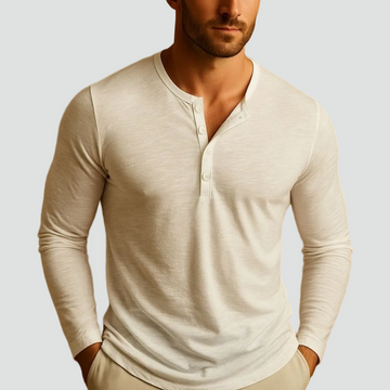 Herreslimfit langærmet Henley casual skjorte