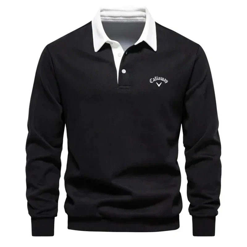 Herre Cotton Blend Polo Sweater med Kontrastkrave – Åndbar Slim-Fit Strik til Smart Casual Brug