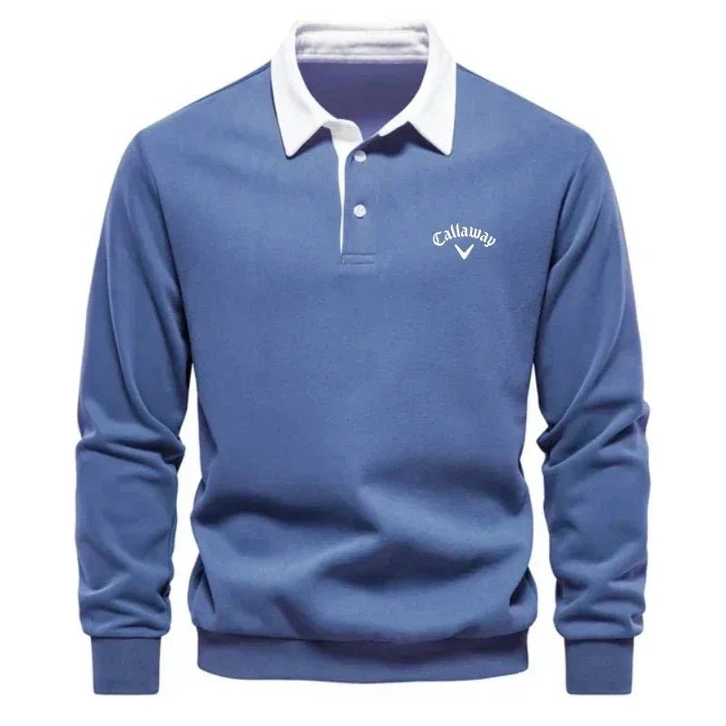 Herre Cotton Blend Polo Sweater med Kontrastkrave – Åndbar Slim-Fit Strik til Smart Casual Brug