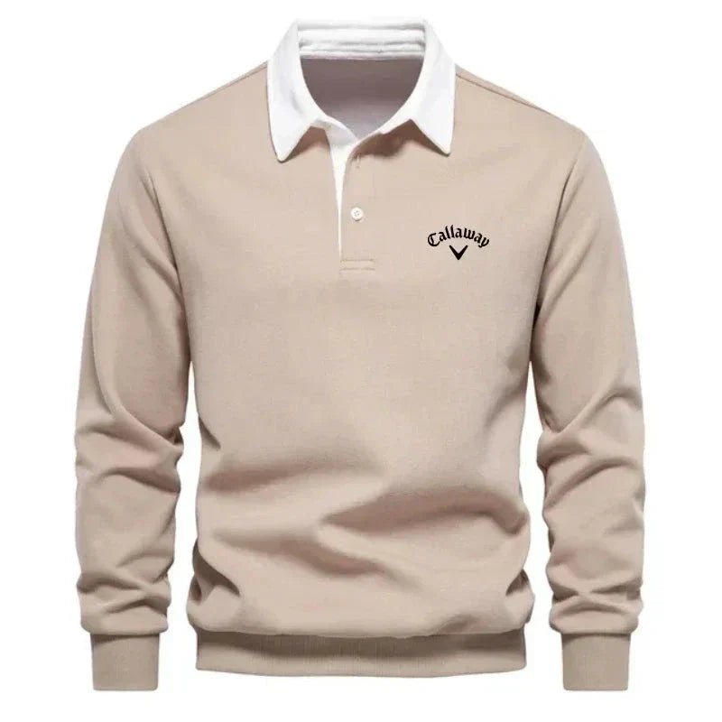 Herre Cotton Blend Polo Sweater med Kontrastkrave – Åndbar Slim-Fit Strik til Smart Casual Brug