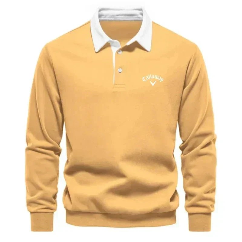 Herre Cotton Blend Polo Sweater med Kontrastkrave – Åndbar Slim-Fit Strik til Smart Casual Brug