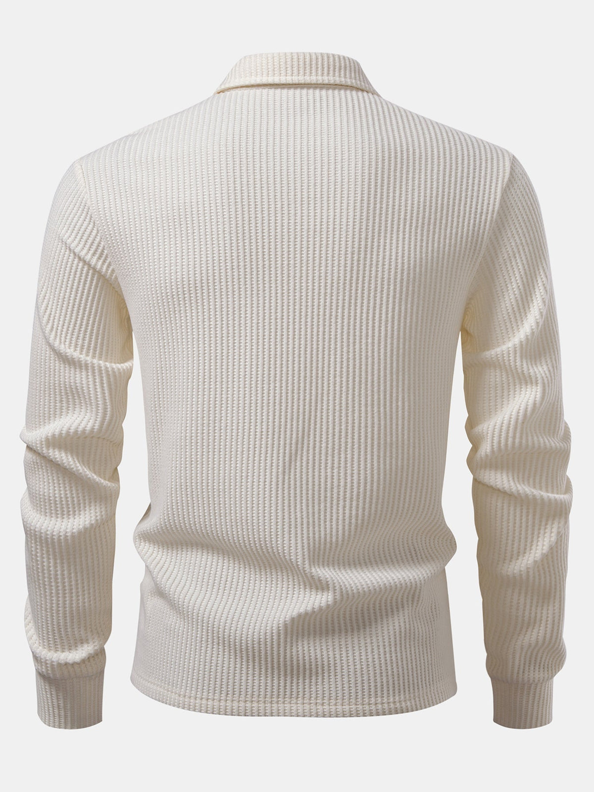 Herre Waffle Polo Skjorte med Lange Ærmer – Tekstureret Smart Casual Lag