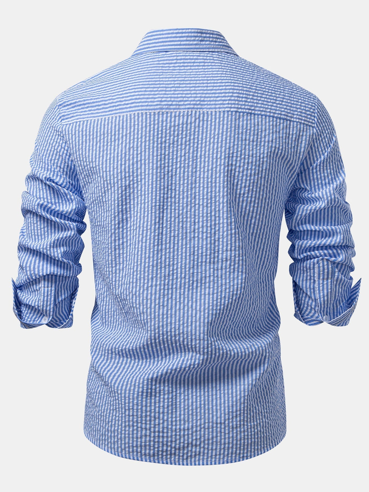 Herre Seersucker Skjorte med Knapper – Regular Fit Smart Casual Lag til Arbejdsdage og Weekender
