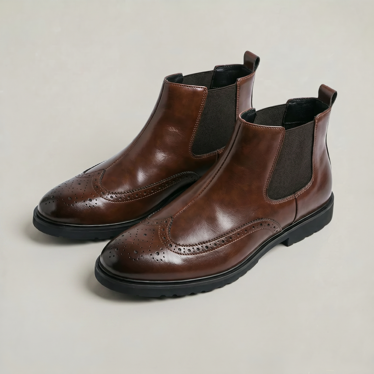 Herre Brogue Chelsea Støvler – Wingtip Slip On Smart Casual Støvler
