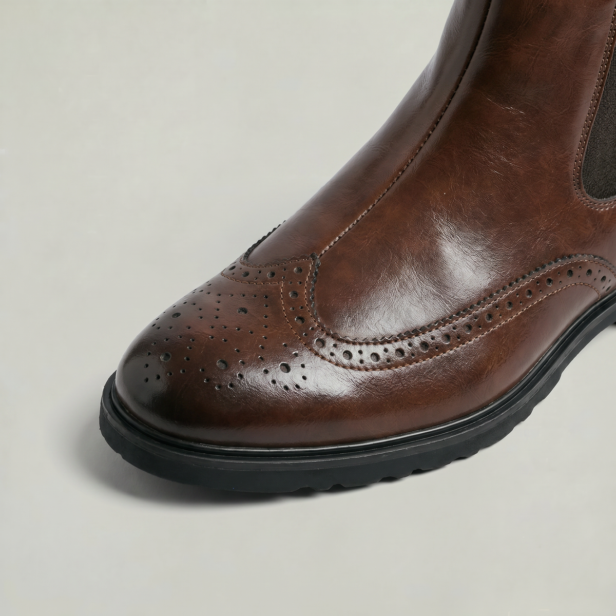 Herre Brogue Chelsea Støvler – Wingtip Slip On Smart Casual Støvler