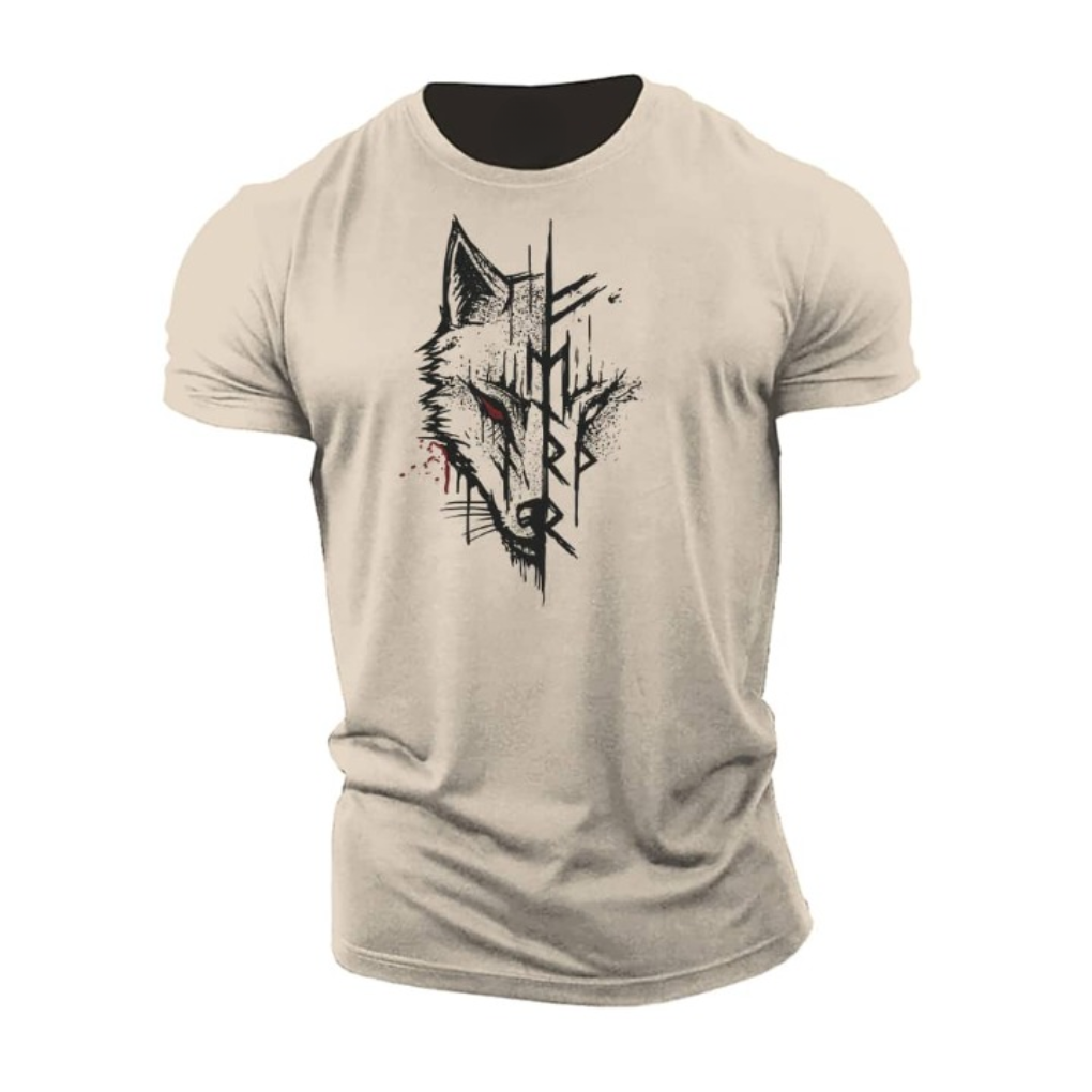 Mandens grafiske tryk bomulds T-shirt med kort ærme