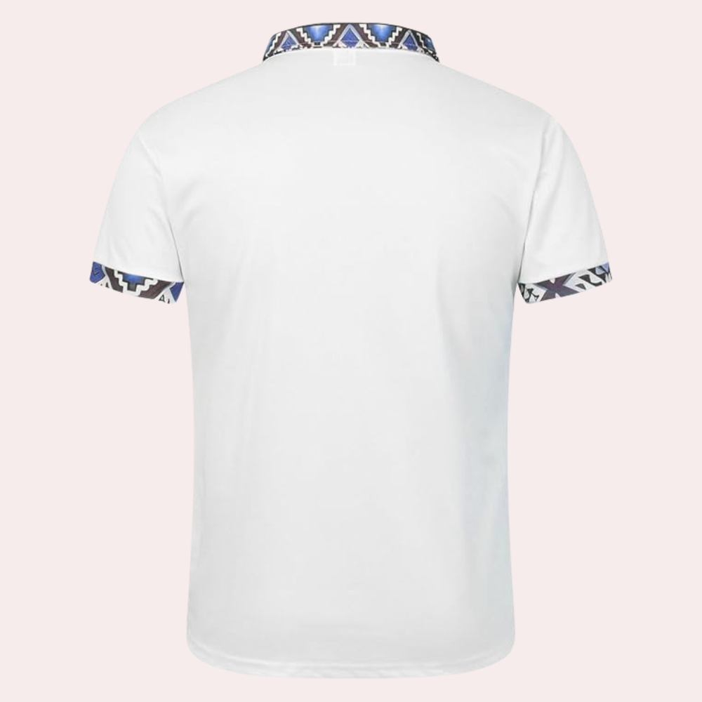 Herre Broderet Polo Shirt Mønster Detalje Slim Fit Casual Top