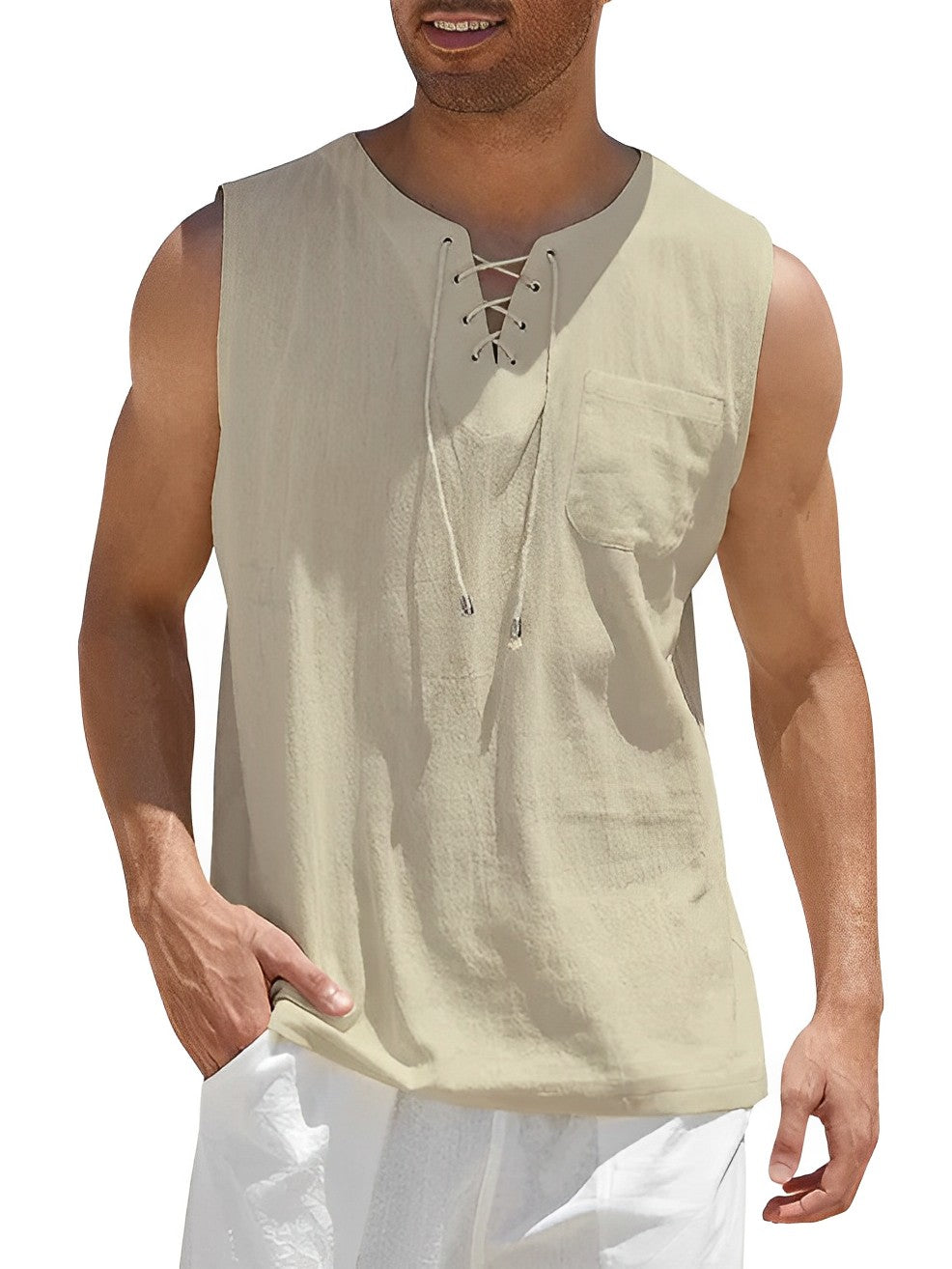 Herres Sommer Tanktop Letvægts Åndbar Løs Pasform Uden Ærmer Casual Top