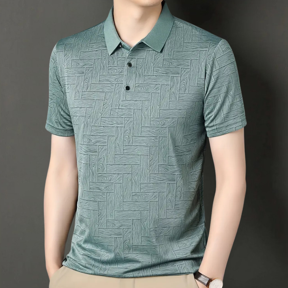 Herre Polo Shirt Tekstureret Strikmønster Korte Ærmer Smart Casual