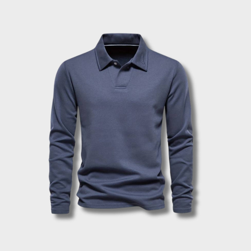 Herre Langærmet Polo T-Shirt Blød Komfortabel Moderne Pasform Casual Smart Hverdagstøj Top