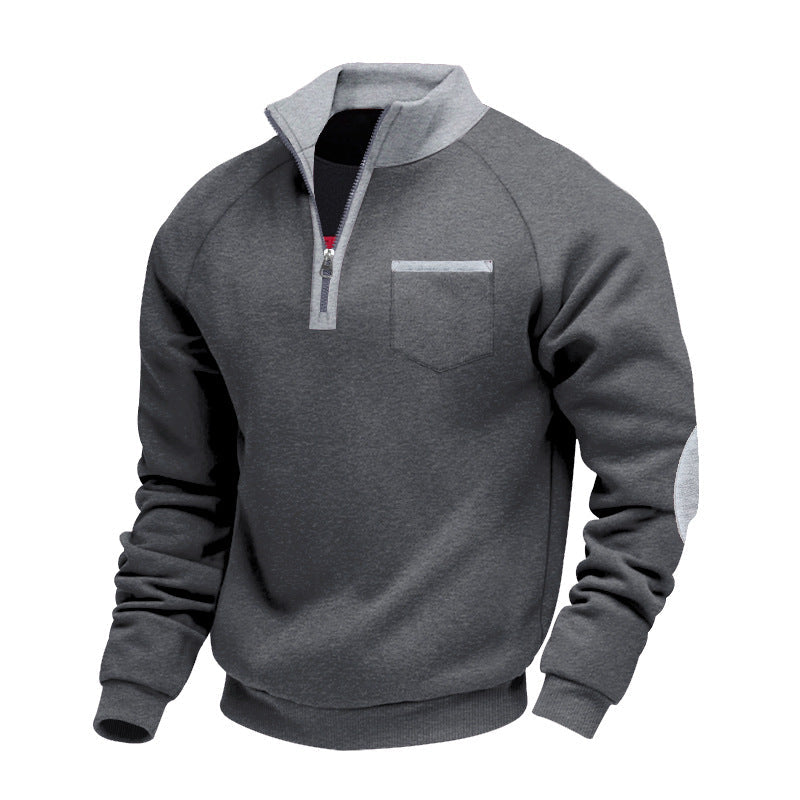 Herre Stand-Krave Quarter-Zip Sweatshirt – Praktisk Lag til Efterår og Vinter