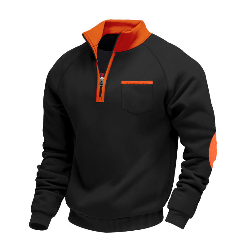 Herre Stand-Krave Quarter-Zip Sweatshirt – Praktisk Lag til Efterår og Vinter