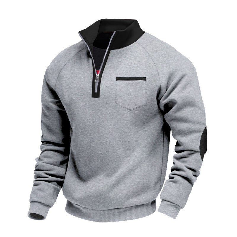 Herre Stand-Krave Quarter-Zip Sweatshirt – Praktisk Lag til Efterår og Vinter