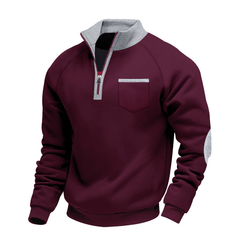 Herre Stand-Krave Quarter-Zip Sweatshirt – Praktisk Lag til Efterår og Vinter