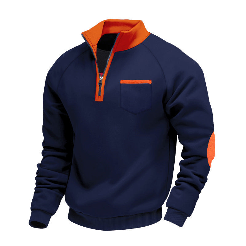 Herre Stand-Krave Quarter-Zip Sweatshirt – Praktisk Lag til Efterår og Vinter