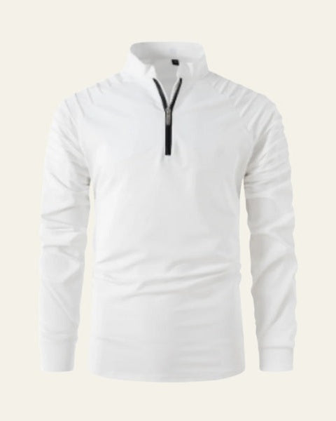 Herre Langærmet Quarter-Zip Polo Shirt – Slim Smart-Casual Stil til Efterår og Vinter