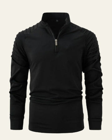 Herre Langærmet Quarter-Zip Polo Shirt – Slim Smart-Casual Stil til Efterår og Vinter
