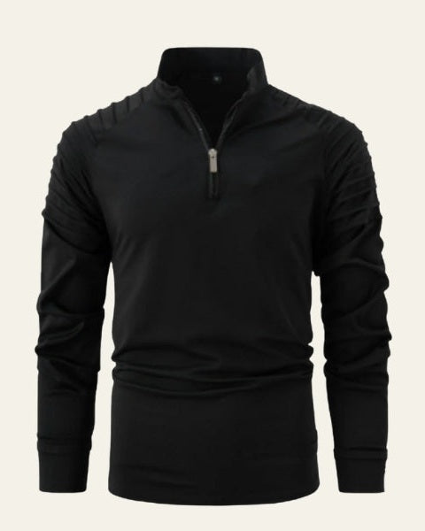 Herre Langærmet Quarter-Zip Polo Shirt – Slim Smart-Casual Stil til Efterår og Vinter